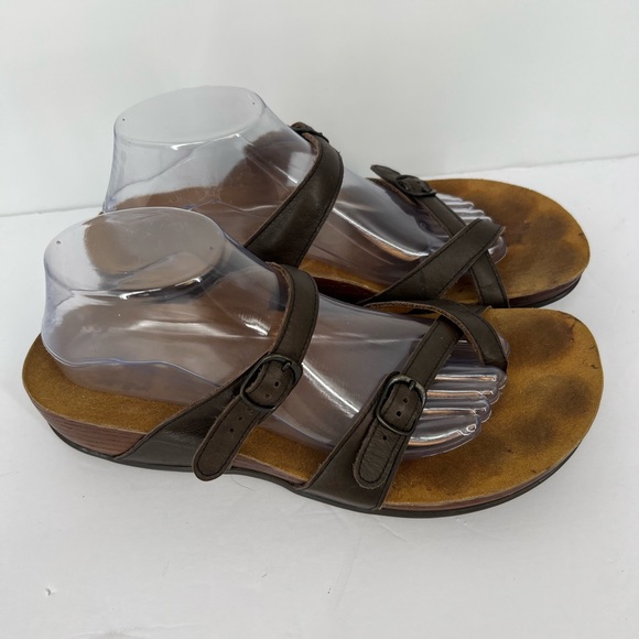 SAS Tan and Brown Leather Sandals - Picture 1 of 8